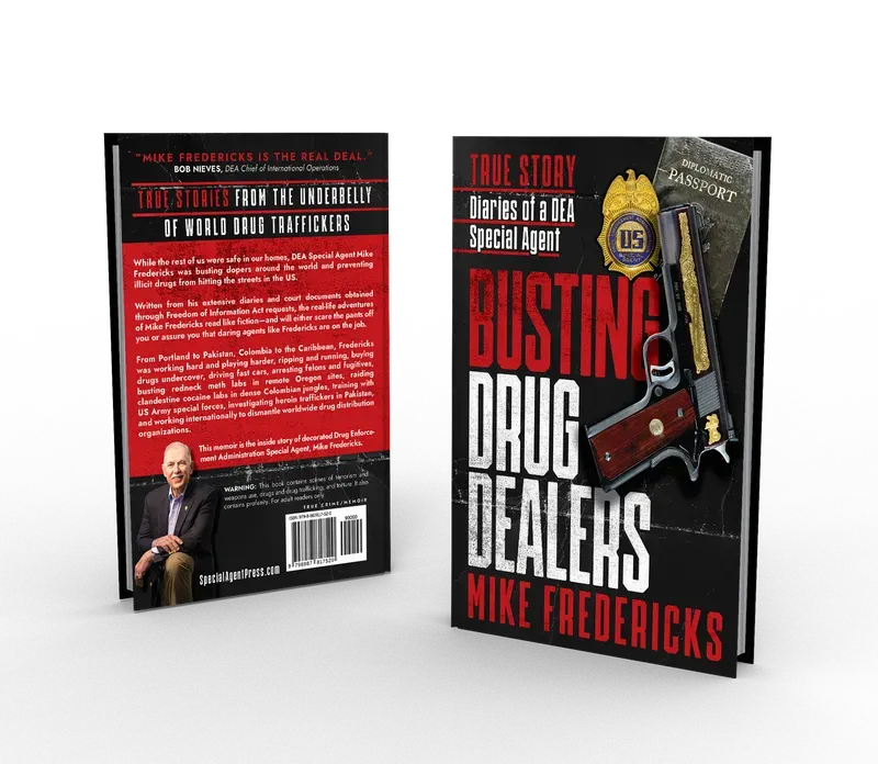 Busting Drug Dealers: Diaries of a DEA Special Agent, Back and front 3D mockup, book cover designed by 5MEDIADESIGN