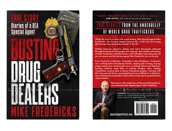 Busting Drug Dealers: Diaries of a DEA Special Agent, Complete flat spread, book cover designed by 5MEDIADESIGN