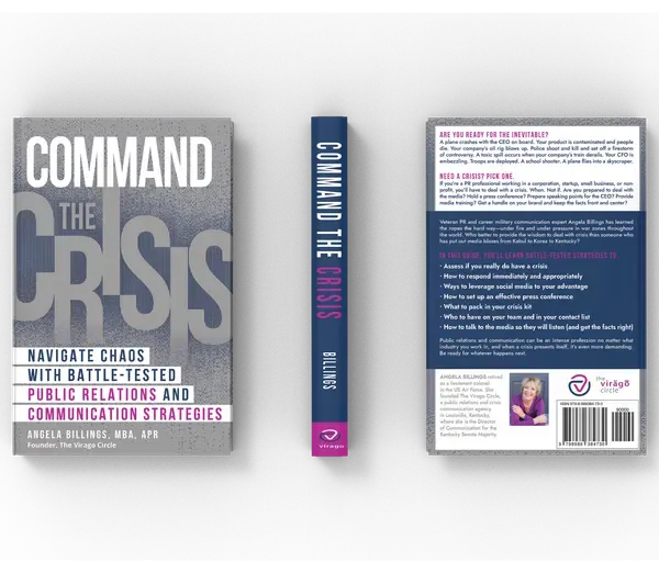 Command the Crisis: Navigate Chaos with Battle-Tested Public Relations and Communication Strategies, Full flat layout, book cover designed by 5MEDIADESIGN