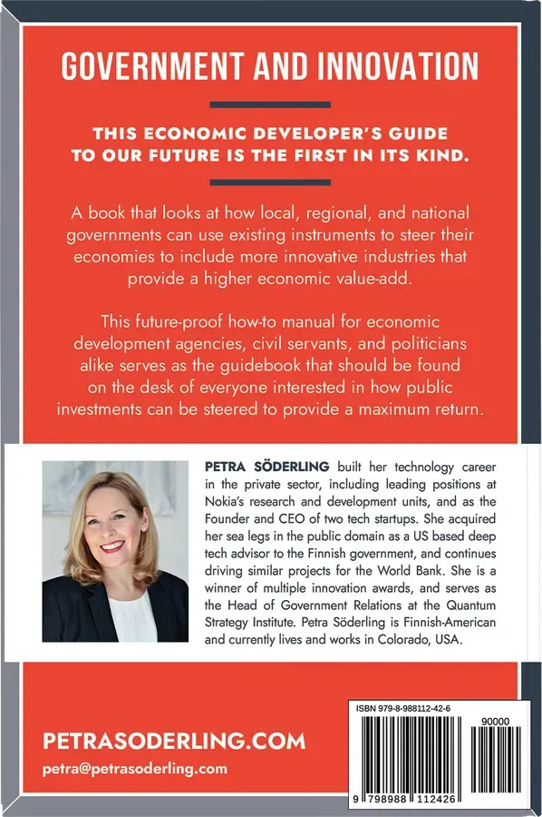 Government and Innovation: The Economic Developer's Guide to Our Future by Petra Soderling, back cover designed by 5MEDIADESIGN