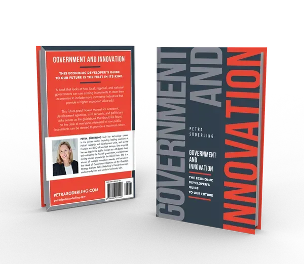 Government and Innovation: The Economic Developer's Guide to Our Future, Back and front 3D mockup, book cover designed by 5MEDIADESIGN