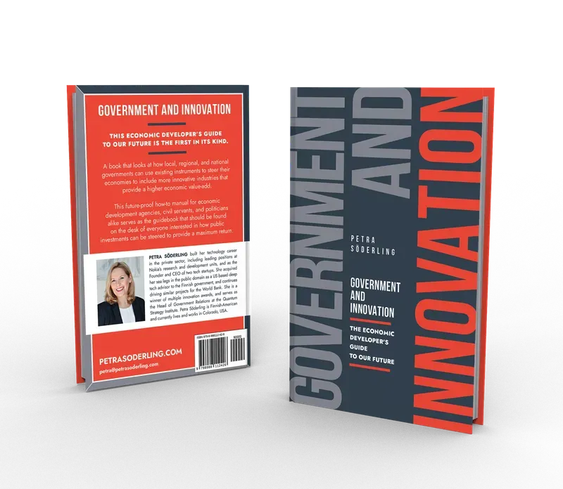 Government and Innovation: The Economic Developer's Guide to Our Future, Back and front 3D mockup, book cover designed by 5MEDIADESIGN