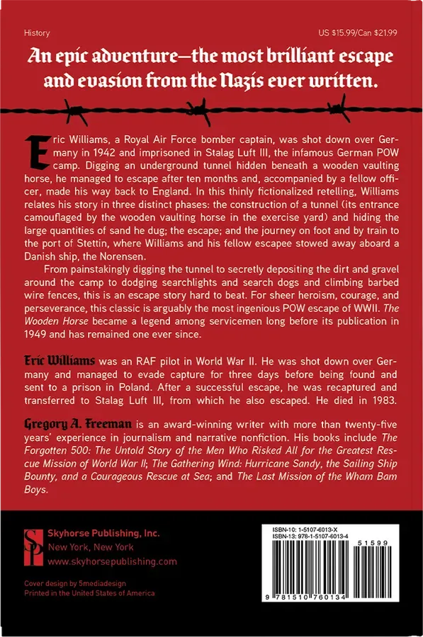 The Wooden Horse: The Classic World War II Story of Escape by Eric Williams, back cover designed by 5MEDIADESIGN