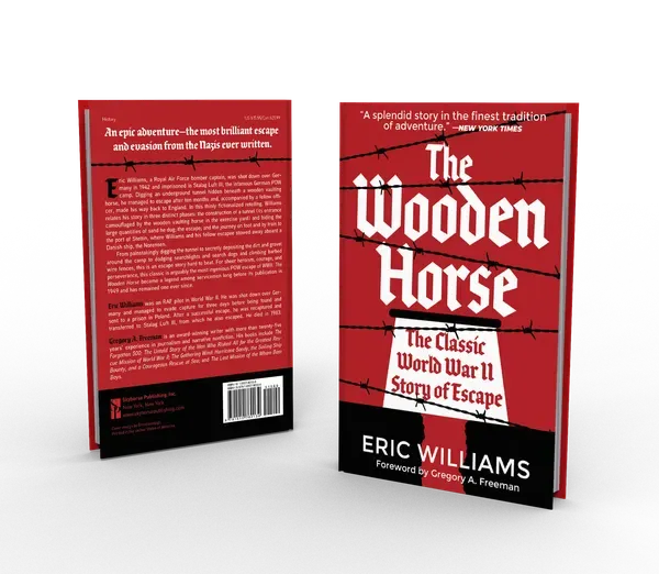 The Wooden Horse: The Classic World War II Story of Escape, Back and front 3D mockup, book cover designed by 5MEDIADESIGN