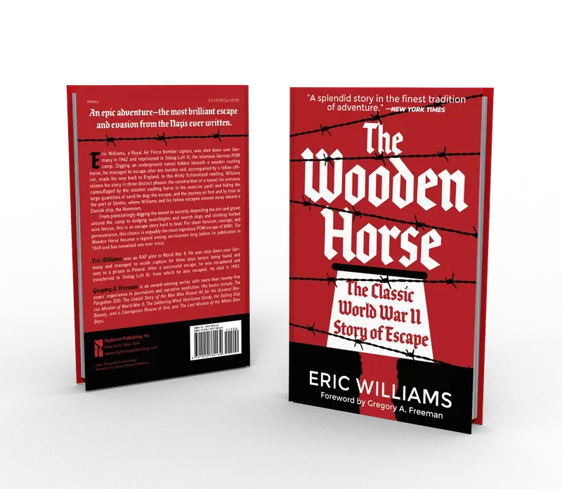 The Wooden Horse: The Classic World War II Story of Escape, Back and front 3D mockup, book cover designed by 5MEDIADESIGN