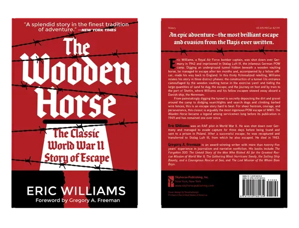 The Wooden Horse: The Classic World War II Story of Escape, Complete flat spread, book cover designed by 5MEDIADESIGN