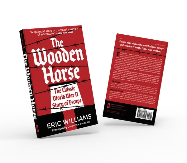 The Wooden Horse: The Classic World War II Story of Escape, Front and back duo view, book cover designed by 5MEDIADESIGN