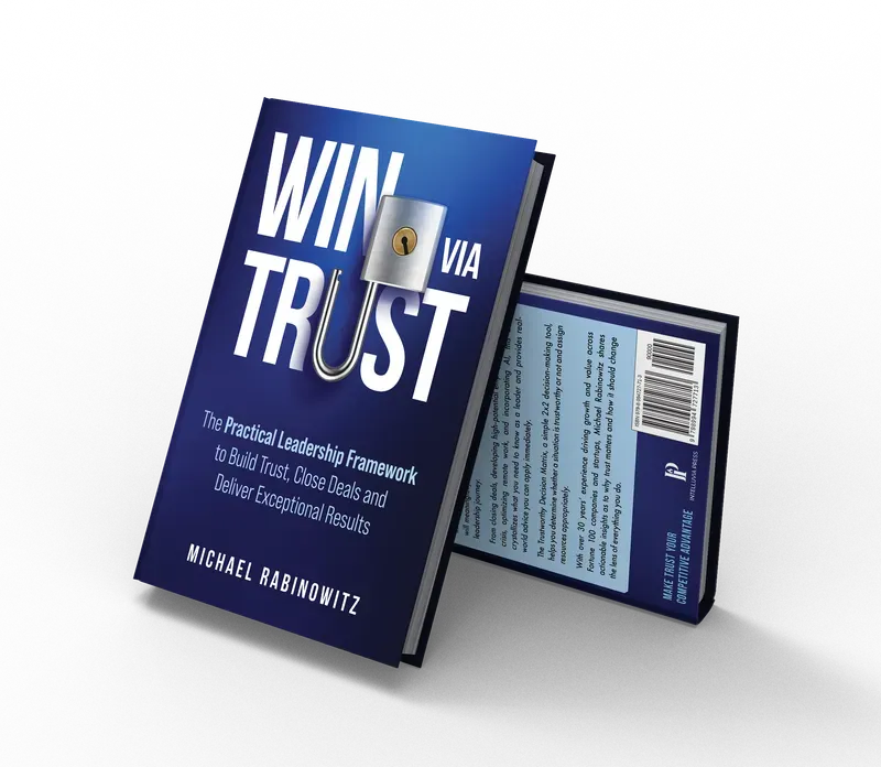 Win via Trust: The Practical Leadership Framework to Build Trust, Close Deals and Deliver Exceptional Results, Front and back 3D mockup, book cover designed by 5MEDIADESIGN