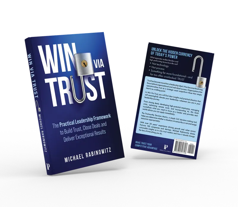 Win via Trust: The Practical Leadership Framework to Build Trust, Close Deals and Deliver Exceptional Results, Front and back duo view, book cover designed by 5MEDIADESIGN