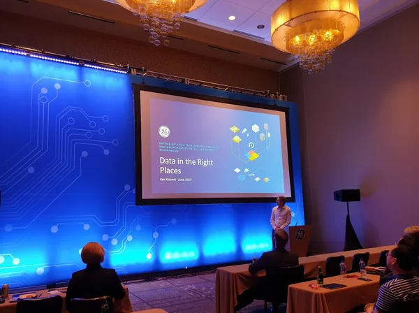 GE 2019 Americas Conference main stage with 100-foot brand wall
